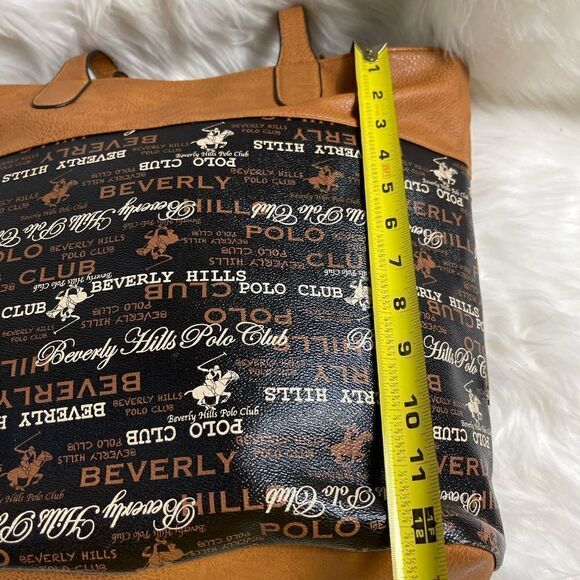 Beverly Hills polo club two tones Brown  faux leather tote/shoulder bag - Picture 7 of 11
